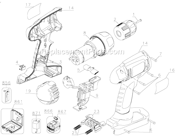Page A Diagram and Parts List for CD140S Type 3 Black and Decker Cordless Drill